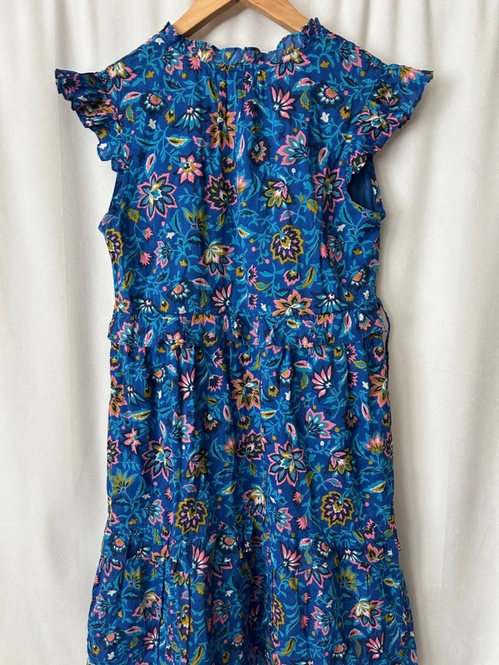 BanJan An Blue Floral Cotton Ruffled Sleeveless Dress **Size S** 🌸🌸 - Picture 5 of 6